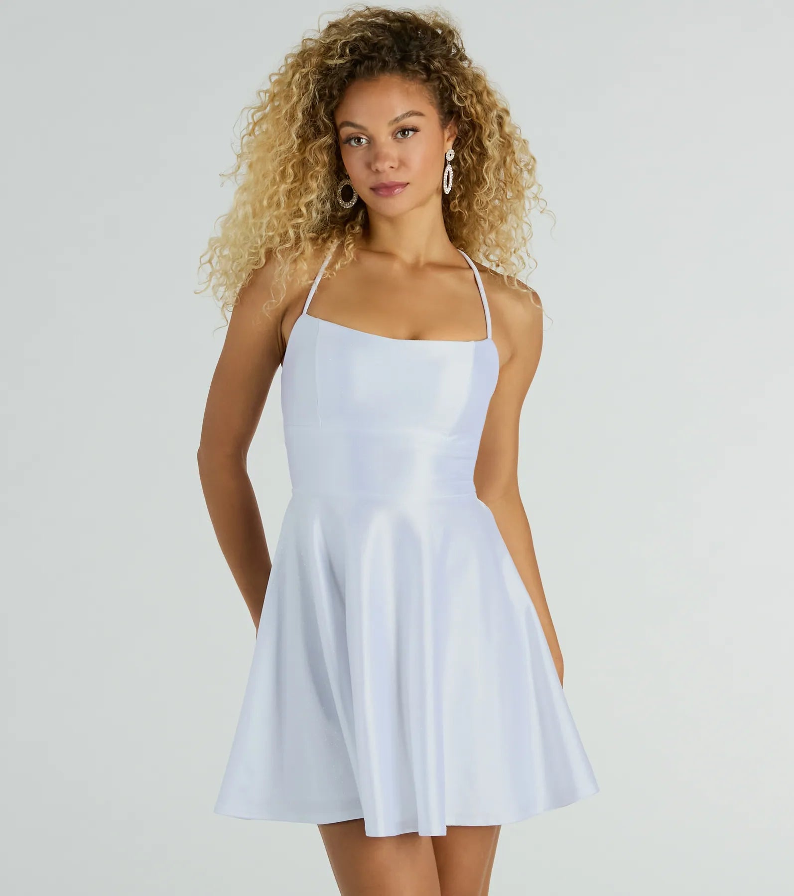 Sparkle Sensation Glitter Satin Lace-Up Dress | Windsor