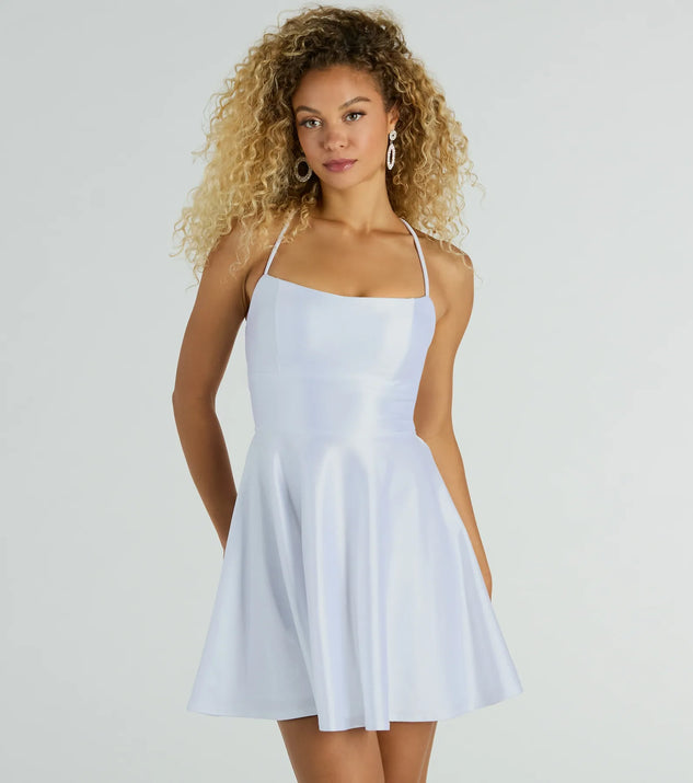 トップス pellicule satin gather mini op white Petite White Cowl Shift Mini Dress Trim Details | Petite