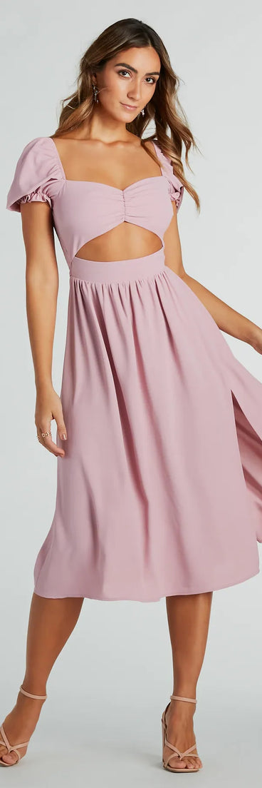 Adorable Factor Chiffon Sweetheart Midi Dress