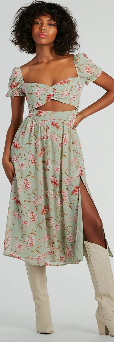Life's A Breeze Floral Cutout Midi Dress