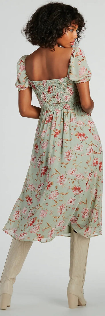 Life's A Breeze Floral Cutout Midi Dress