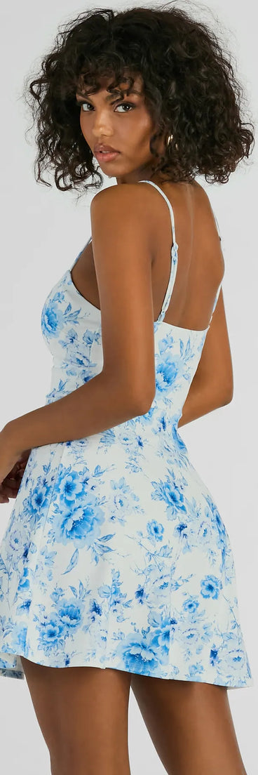 All About Floral Sweetheart Crepe Skater Dress