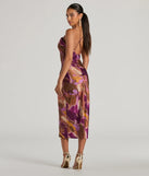 The midi dress length on the Always Impress Cowl Neck Tie-Dye Satin Midi Dress provides an elevated silhouette perfect for any party, occasion, or everyday styling.