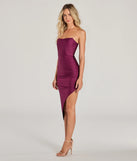 With its mid-calf hem and popular flattering fit, the Sultry Drama Strapless Asymmetric Knit Midi Dress in berry nails the balance of trend and ease, redefining go-to midi dresses for any occasion.
