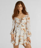 Gorgeous Mood Lace Up Floral Chiffon Skater Dress