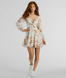 Gorgeous Mood Lace Up Floral Chiffon Skater Dress