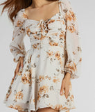 Gorgeous Mood Lace Up Floral Chiffon Skater Dress