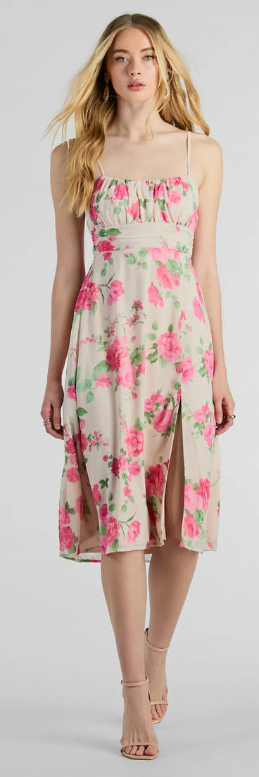 Revamp your 2025 wardrobe with this chic addition, the Garden Of Romance Tie Back Rose Floral A-Line Dress in ivory, perfect for elevating your style in the new year.