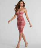 Gorgeous Entrance Lace Trim Printed Midi Dress