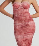 Gorgeous Entrance Lace Trim Printed Midi Dress
