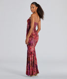Gorgeous Aura Strapless Floral Tie-Dye Maxi Dress
