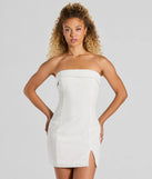 Own every entrance in the Blissfully Cute Strapless Slit Eyelet Mini Dress, a party dress perfect for milestone birthdays and grad parties, or dancing through summer nights and unforgettable bachelorette celebrations.
