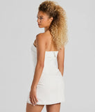 Own every entrance in the Blissfully Cute Strapless Slit Eyelet Mini Dress, a party dress perfect for milestone birthdays and grad parties, or dancing through summer nights and unforgettable bachelorette celebrations.