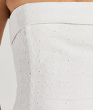 Own every entrance in the Blissfully Cute Strapless Slit Eyelet Mini Dress, a party dress perfect for milestone birthdays and grad parties, or dancing through summer nights and unforgettable bachelorette celebrations.