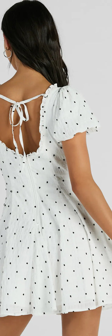 The Charmed And Cute Polka Dot Chiffon Skater Dress is a casual dress for more than special occasions with a fitted or flowy silhouette and accents in the most recent trends!