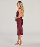 Celebrate in style with the Something About Her Strappy Back Bodycon Midi Dress, a raisin purple formal wedding guest dress featuring an elegant silhouette and luxe details, perfect for a black-tie celebration.