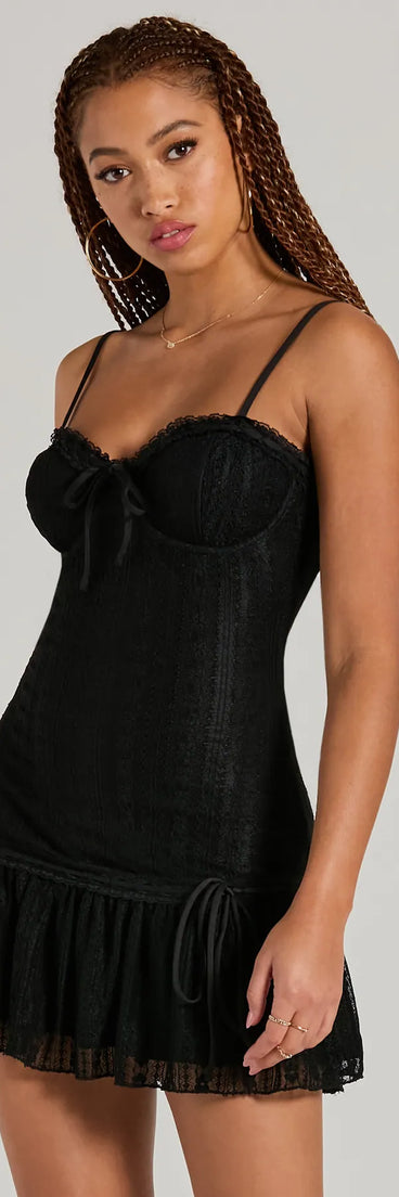 The Tempting Allure Sweetheart A-Line Lace Mini Dress is a mini dress that will make a statement with its short hemline and on-trend details to have you ready for any event!