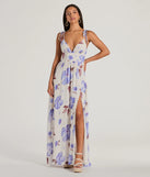 Irresistibly Sweet V-Neck Floral Chiffon Maxi Dress