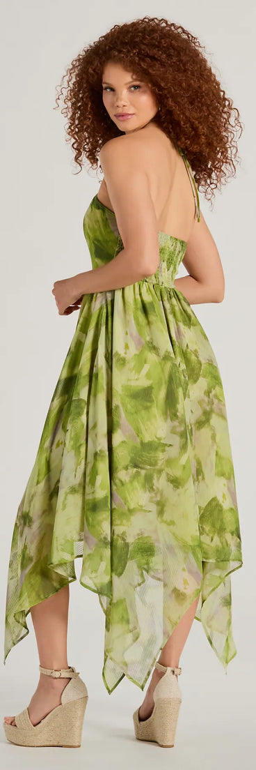 Dreamy Muse Watercolor Chiffon Flowy Midi Dress | Windsor Dreamy Muse Watercolor Chiffon Flowy Midi Dress | Windsor