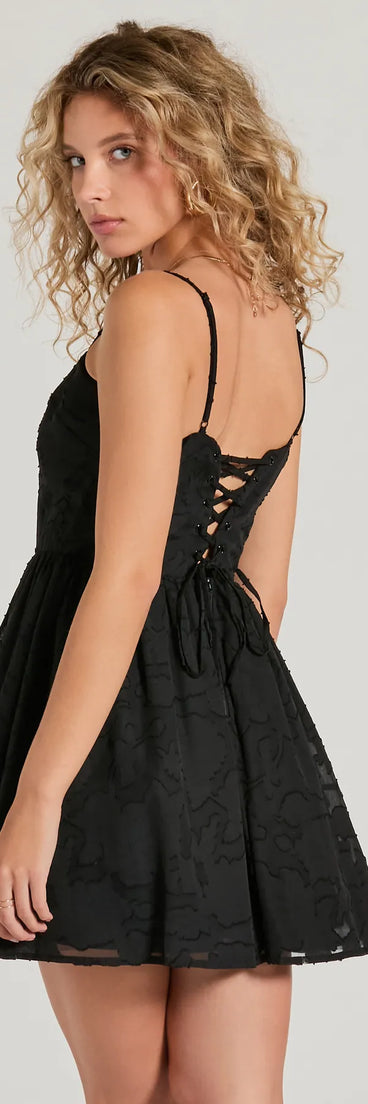 short black lace skater dress Bragging Rights Black Lace Long Sleeve Skater Dress
