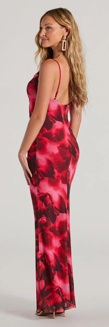 Catch Attention Cowl Neck Abstract Floral Maxi Dress | Windsor Catch Attention Cowl Neck Abstract Floral Maxi Dress | Windsor