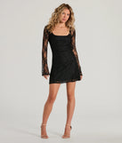 Revamp your 2025 wardrobe with this chic addition, the In The Mood Scoop Neck Lace A-Line Mini Dress in black, perfect for elevating your style in the new year.