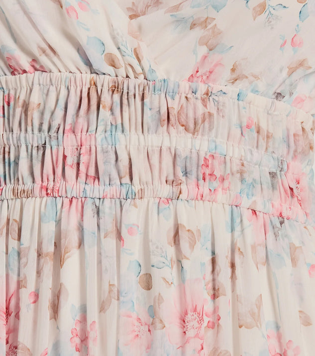 Exceptional Bliss Lace-Up Floral Chiffon Maxi Dress | Windsor