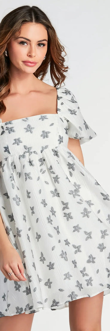 Ever So Charmed Puff Sleeve Floral Babydoll Dress