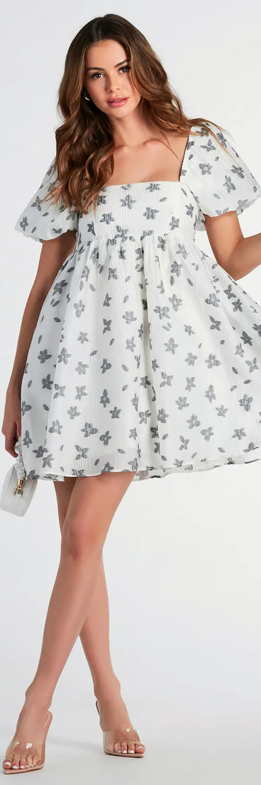Ever So Charmed Puff Sleeve Floral Babydoll Dress