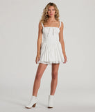 Feel confident and photo-ready in the So Darling Woven Drop-Waist Skater Dress, a white graduation dress perfect for 2025 ceremonies and parties.