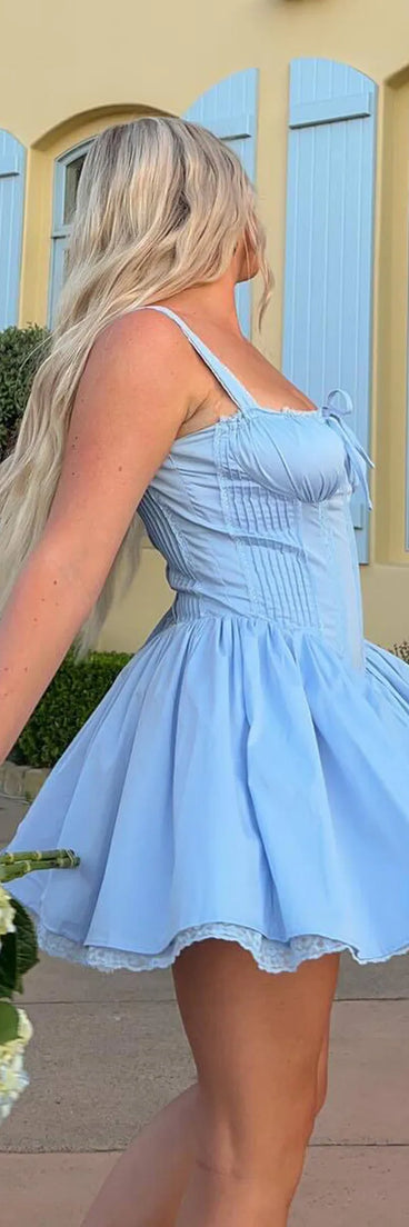 Own your moment in the So Darling Woven Drop-Waist Skater Dressin light blue, a standout 2025 Homecoming Dress that captures all the glam and energy of the night.