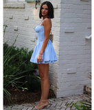 Shine with confidence, elegance, and standout style in the So Darling Woven Drop-Waist Skater Dress—a light blue graduation dress designed with a fresh silhouette and the latest trends.