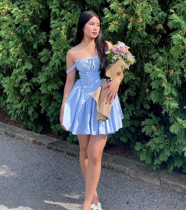 windsor blue skater dress So Darling Woven Drop-Waist Skater Dress