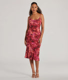 The midi dress length on the Looking Pretty In Floral Chiffon Midi Dress provides an elevated silhouette perfect for any party, occasion, or everyday styling.