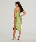 Revamp your 2025 wardrobe with this chic addition, the Just My Type Cutout Bodycon Satin Midi Dress in lime green, perfect for elevating your style in the new year.