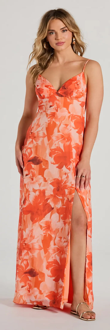 The Beauty So Unique Lace-Up Floral Chiffon Maxi Dress is a casual dress for more than special occasions with a fitted or flowy silhouette and accents in the most recent trends!