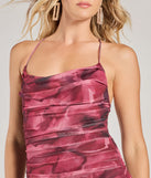Celebrate the special day in the Artsy Essence Sleeveless Floral Abstract Mesh Midi Dress, a plum country wedding guest dress with soft, romantic details that blend charm and sophistication.