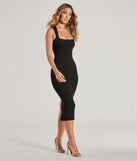 Own every entrance in the Chic Look Square Neck Bodycon Knit Midi Dress, a black party dress perfect for milestone birthdays and grad parties, or dancing through summer nights and unforgettable bachelorette celebrations.