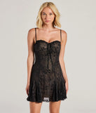 Step into seasonal chic with the So Gorgeous Sweetheart Floral Mesh Lace Mini Dress, a black mini dress featuring an above-the-knee cut ideal for cocktail parties, festive gatherings, or clubwear.