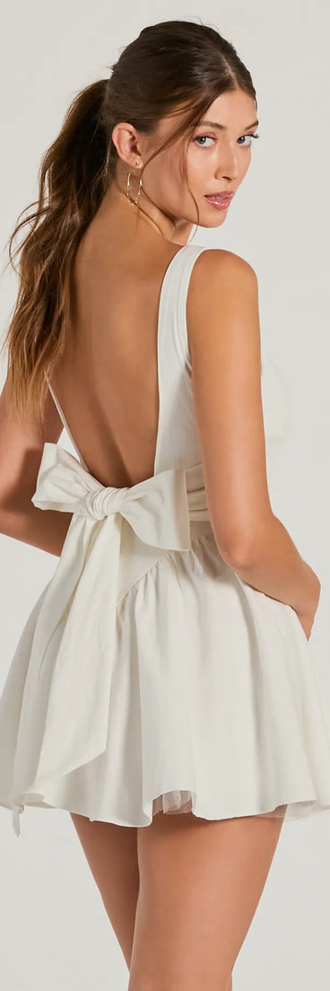 Stunning Sweetie Open Back Bow Skater Dress