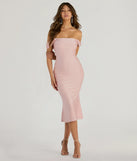 Make the big day unforgettable with the Exceptional Off-The-Shoulder Flared Midi Dress, a gorgeous pink bridesmaid dress that balances elegance and affordability.