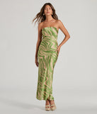 The Fierce Stripes Strapless Zebra Print Satin Maxi Dress is a natural dress, an essential holiday or NYE dress that pairs chic style with versatility making it perfect for cocktail events, New Year's Eve parties, or as a winter wedding guest look.
