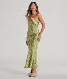 The Fierce Stripes Strapless Zebra Print Satin Maxi Dress is a natural dress, an essential holiday or NYE dress that pairs chic style with versatility making it perfect for cocktail events, New Year's Eve parties, or as a winter wedding guest look.