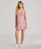 Make a bold statement in the Gorgeous Than Ever A-Line Crepe Mini Dress in pink, the perfect spring dress for weddings, cocktail hours, nights out, and/or seasonal celebrations.