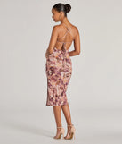 The midi dress length on the Floral Energy Lace-Up Bodycon Slit Midi Dress provides an elevated silhouette perfect for any party, occasion, or everyday styling.