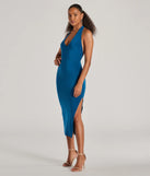 Revamp your 2025 wardrobe with this chic addition, the Arrive Like A Vision Scoop Halter Midi Dress in teal, perfect for elevating your style in the new year.