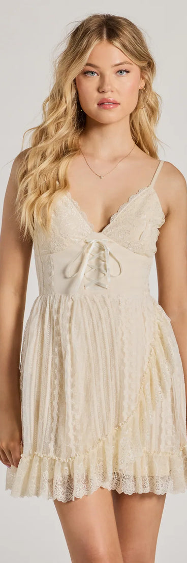 Love Of Details V-Neck Lace-Up Skater Dress | Windsor Love Of Details V-Neck Lace-Up Skater Dress | Windsor