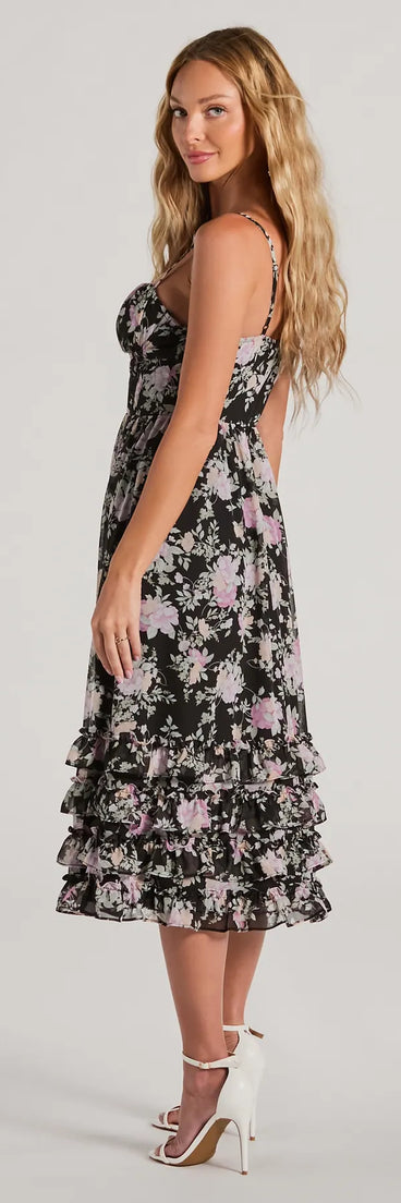 Elevated Occasion Sweetheart Floral A-Line Midi Dress | Windsor Elevated Occasion Sweetheart Floral A-Line Midi Dress | Windsor