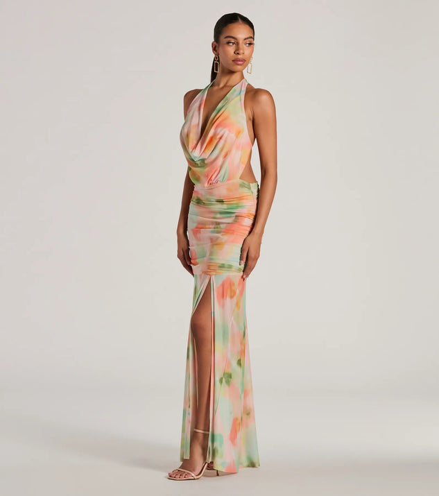 【完売品】Lumignon Lacefrill backribbon dress Zumra Sequin-Embroidered V-Neck Illusion Gown | Tadashi Shoji