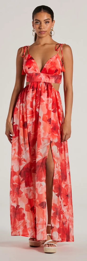 Vacay Attitude V-Neck Floral Tropical Maxi Dress